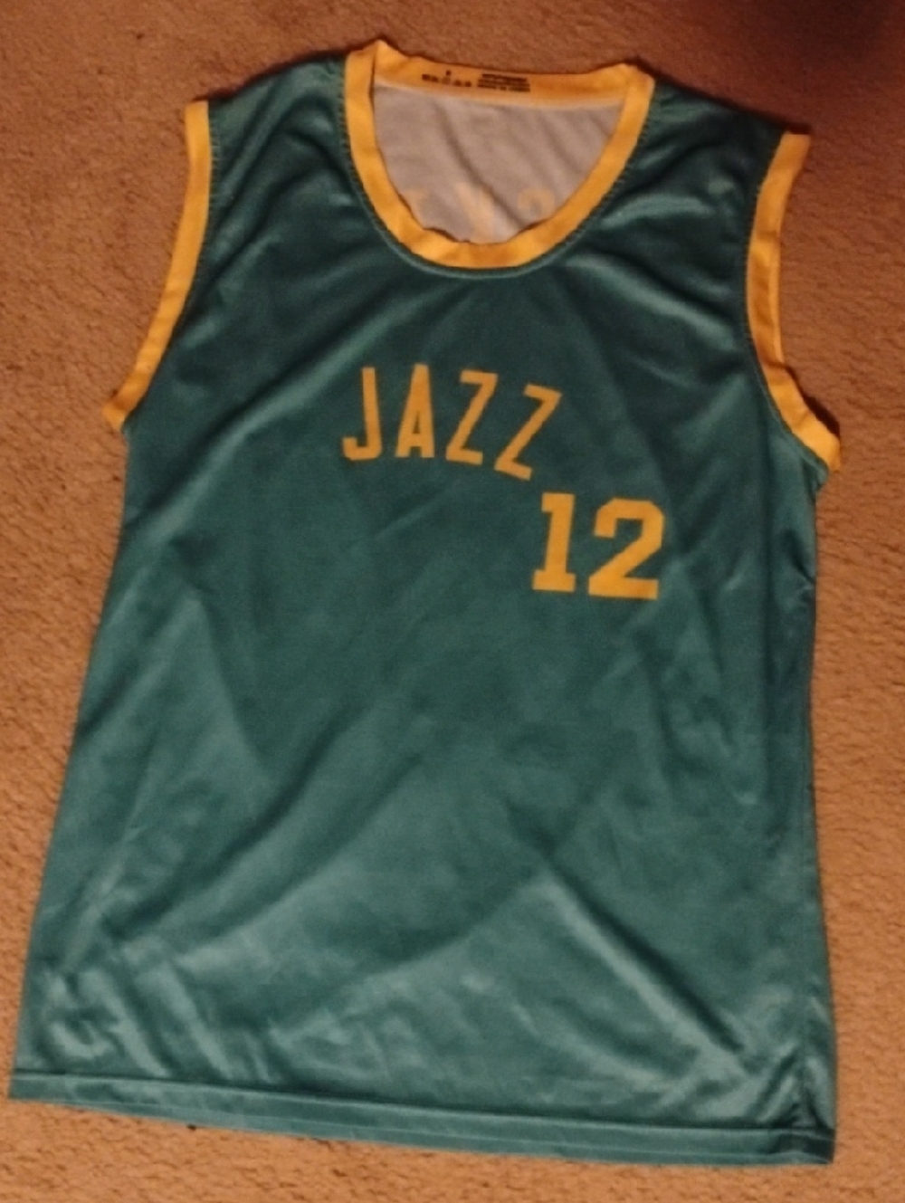 Teal and Yellow Utah Jazz John Stockton  #12 Sleeveless Jersey